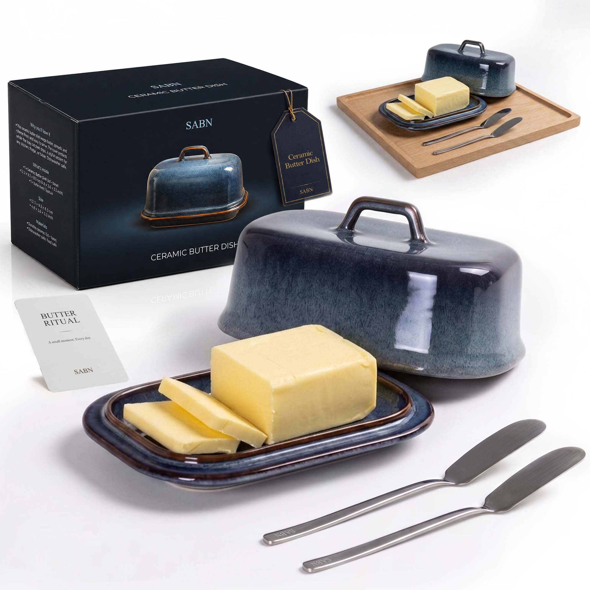 SABN STORE Butter Ritual ceramic butter dish — Ocean Blue