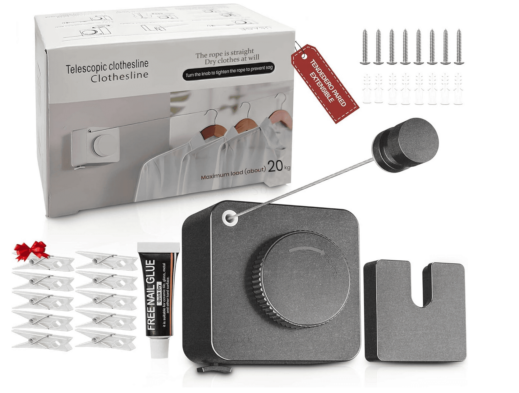 SABN STORE retractable clothesline in graphite grey